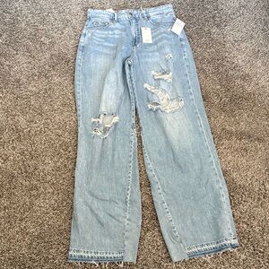 Good American Distressed Mid-Rise Wide Leg Jeans 26x34 (Size 2)